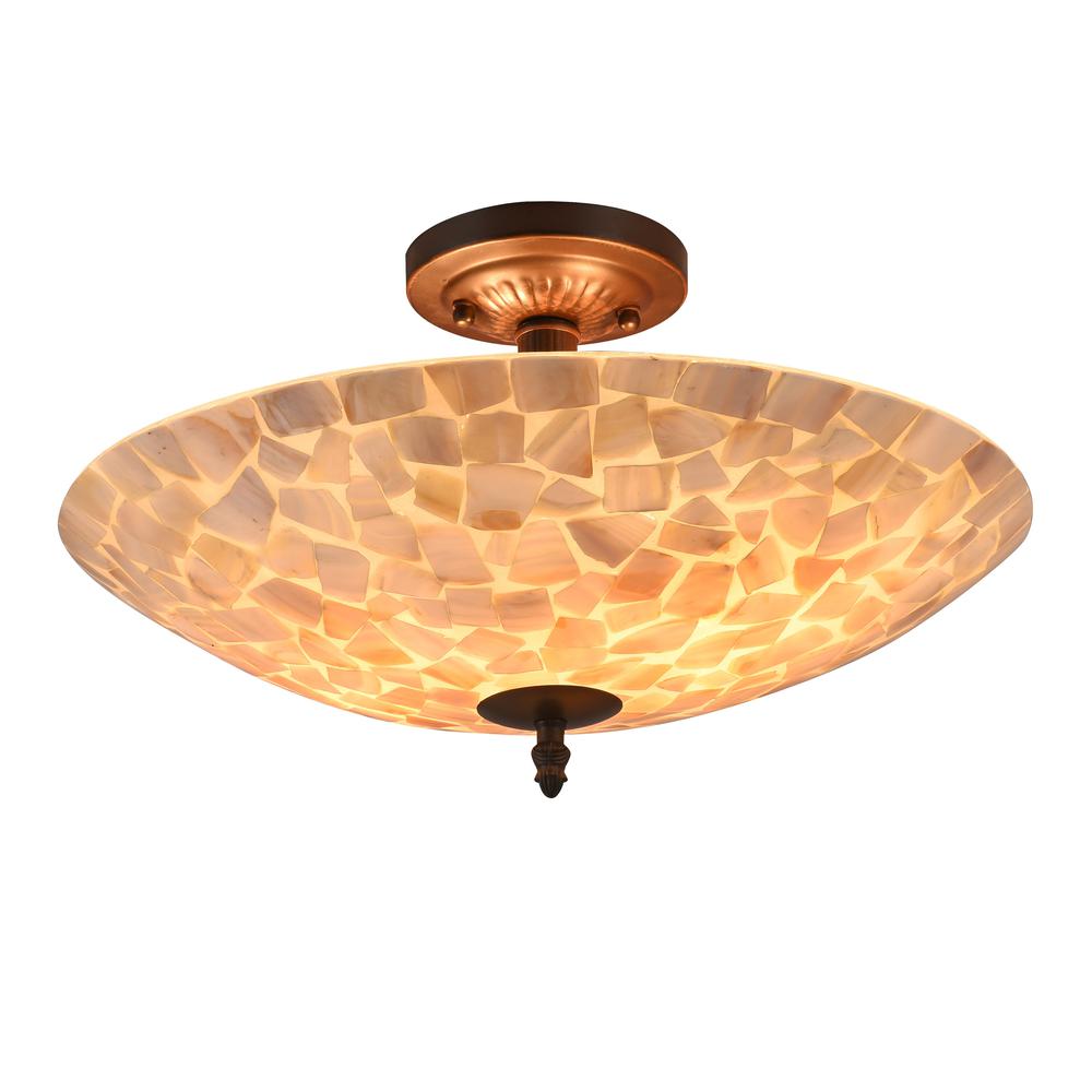 SALLY Mosaic 2 Light Semi-flush Ceiling Fixture 16" Shade. The main picture.