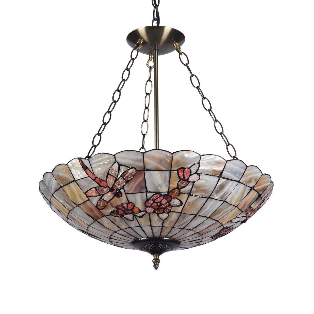 NIXIE Mosaic 3 Light Inverted Ceiling Pendant 20" Shade. Picture 4