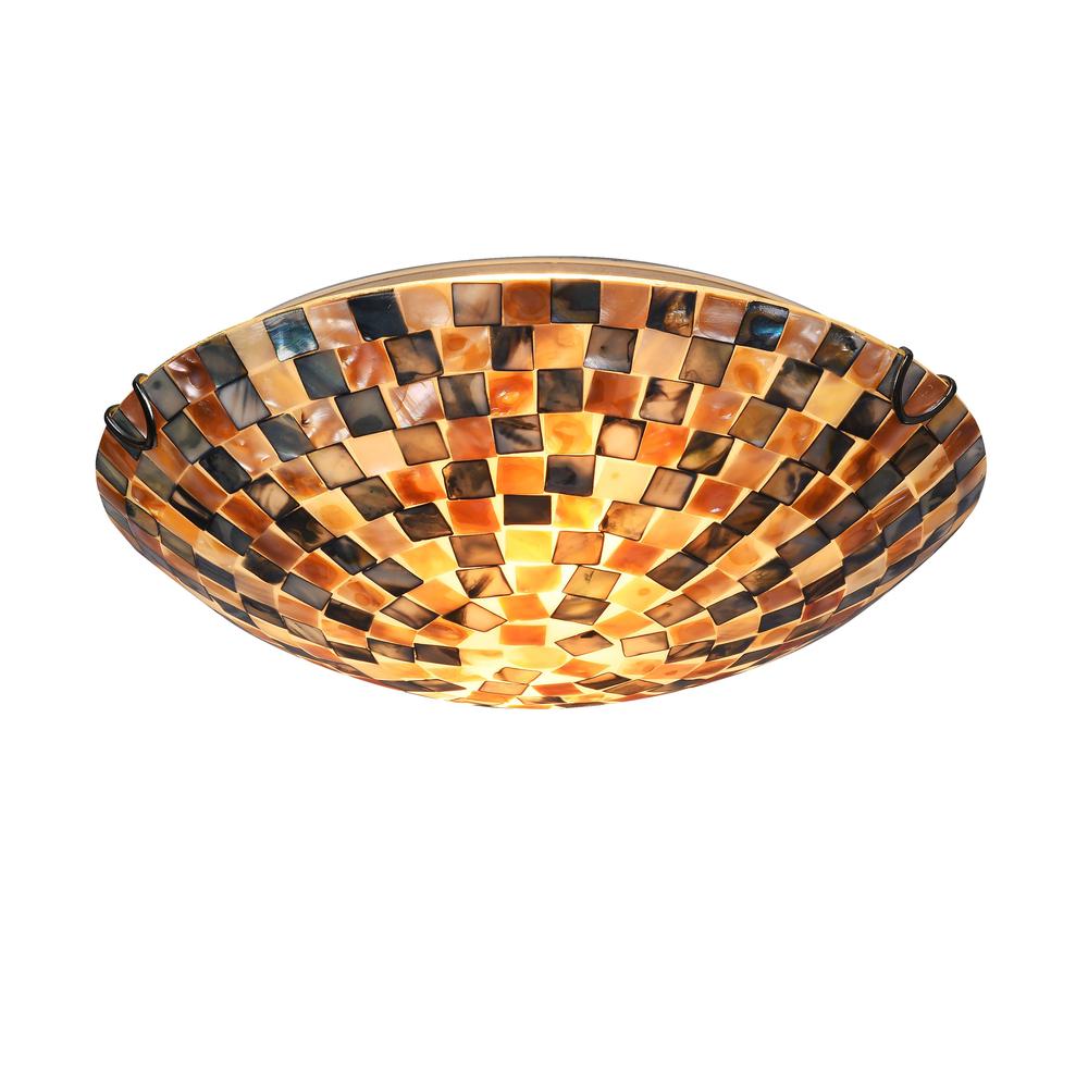 SHELLEY Mosaic 2 Light Flushmount Ceiling Fixture 12" Shade. Picture 3