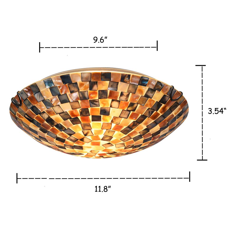 SHELLEY Mosaic 2 Light Flushmount Ceiling Fixture 12" Shade. Picture 1