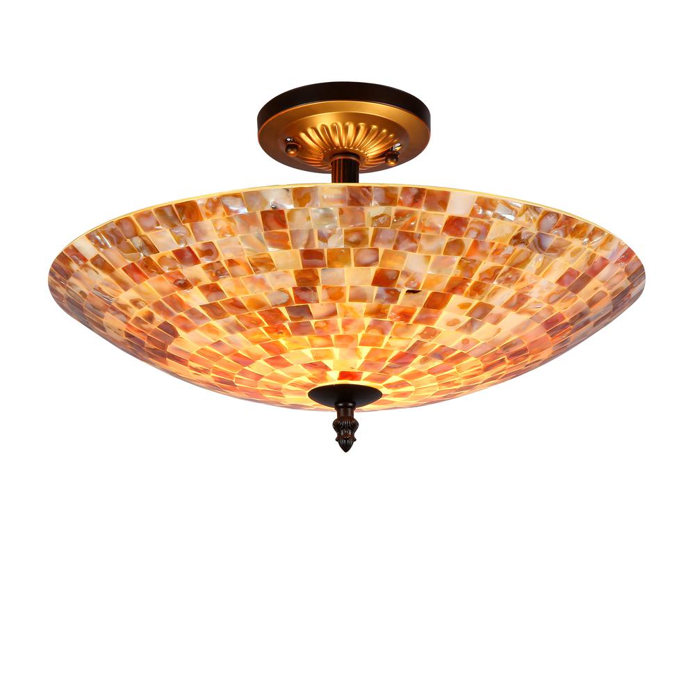 SHELLEY Mosaic 2 Light Semi-flush Ceiling Fixture 16" Shade. The main picture.
