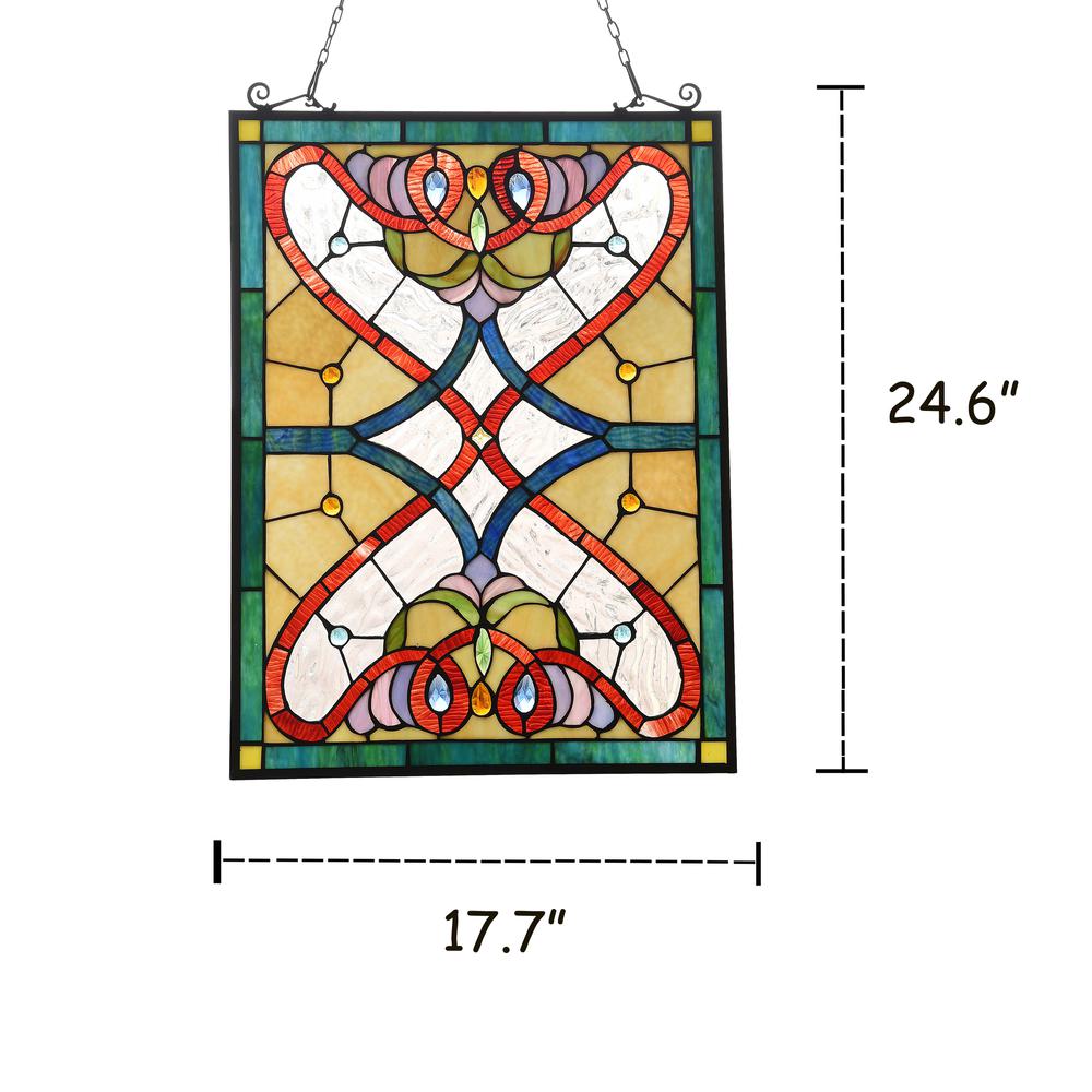 CHLOE Lighting ANNA Tiffany-style Victorian Design Window Panel 18" x 25". Picture 4