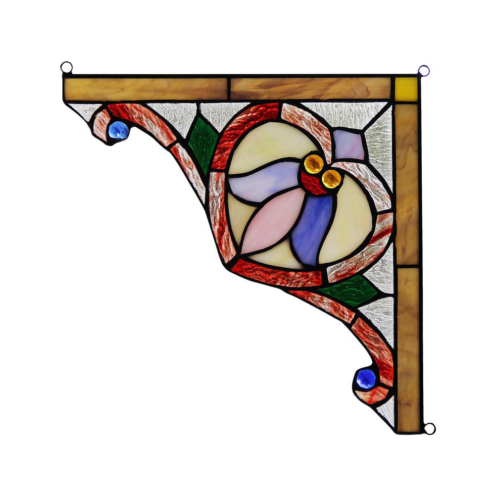 ARISTELLA Victorian Tiffany-glass Window Panel 10" Wide. Picture 4