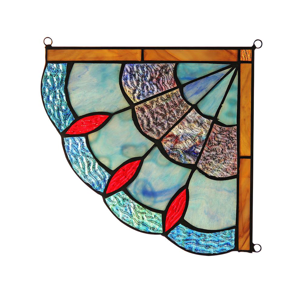 MEI Victorian Tiffany-glass Window Panel 8" Wide. Picture 5