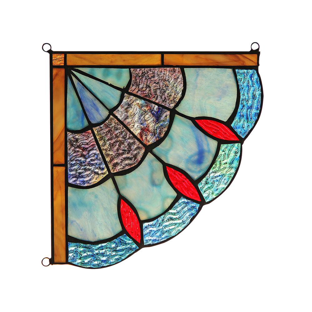 MEI Victorian Tiffany-glass Window Panel 8" Wide. Picture 4