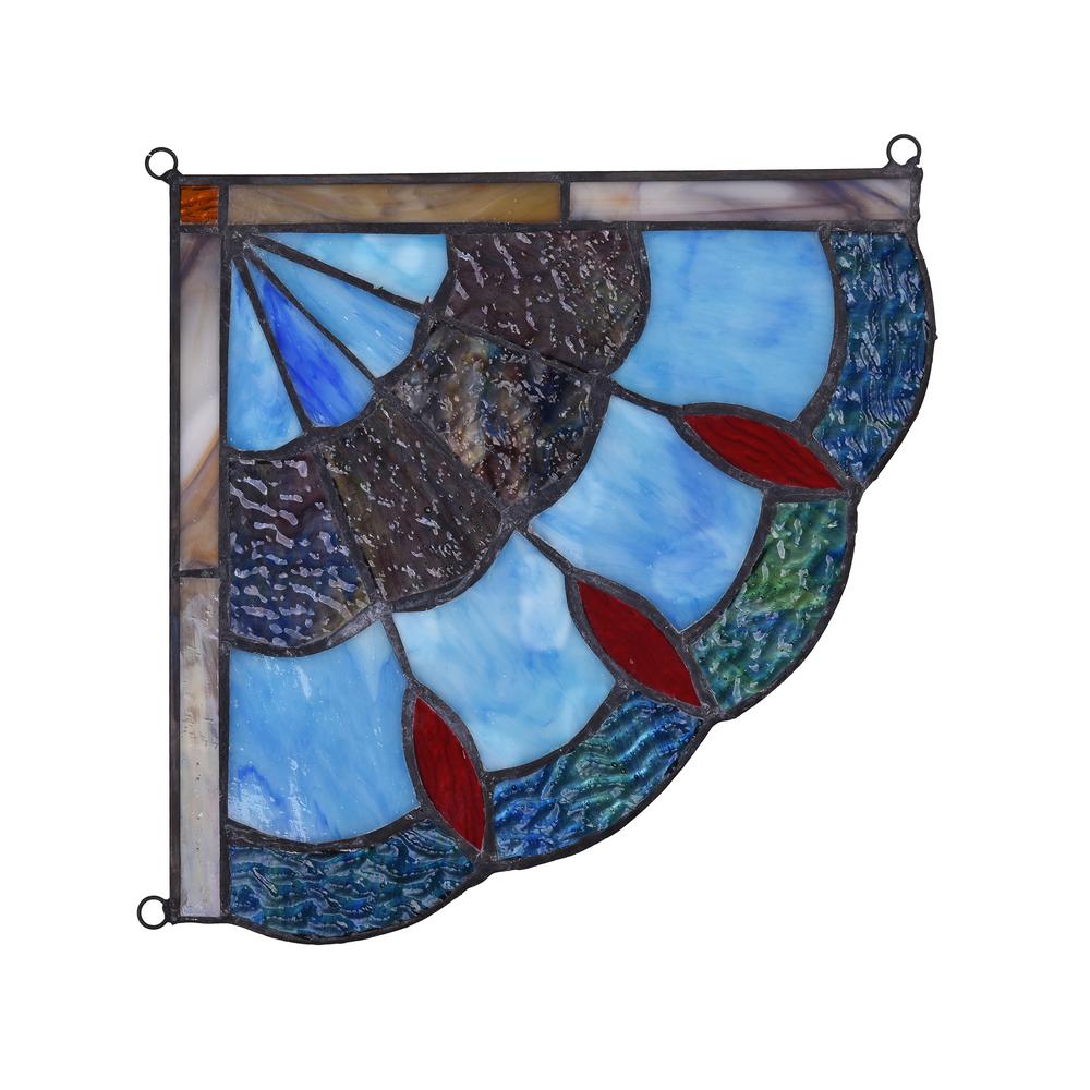 MEI Victorian Tiffany-glass Window Panel 8" Wide. Picture 3