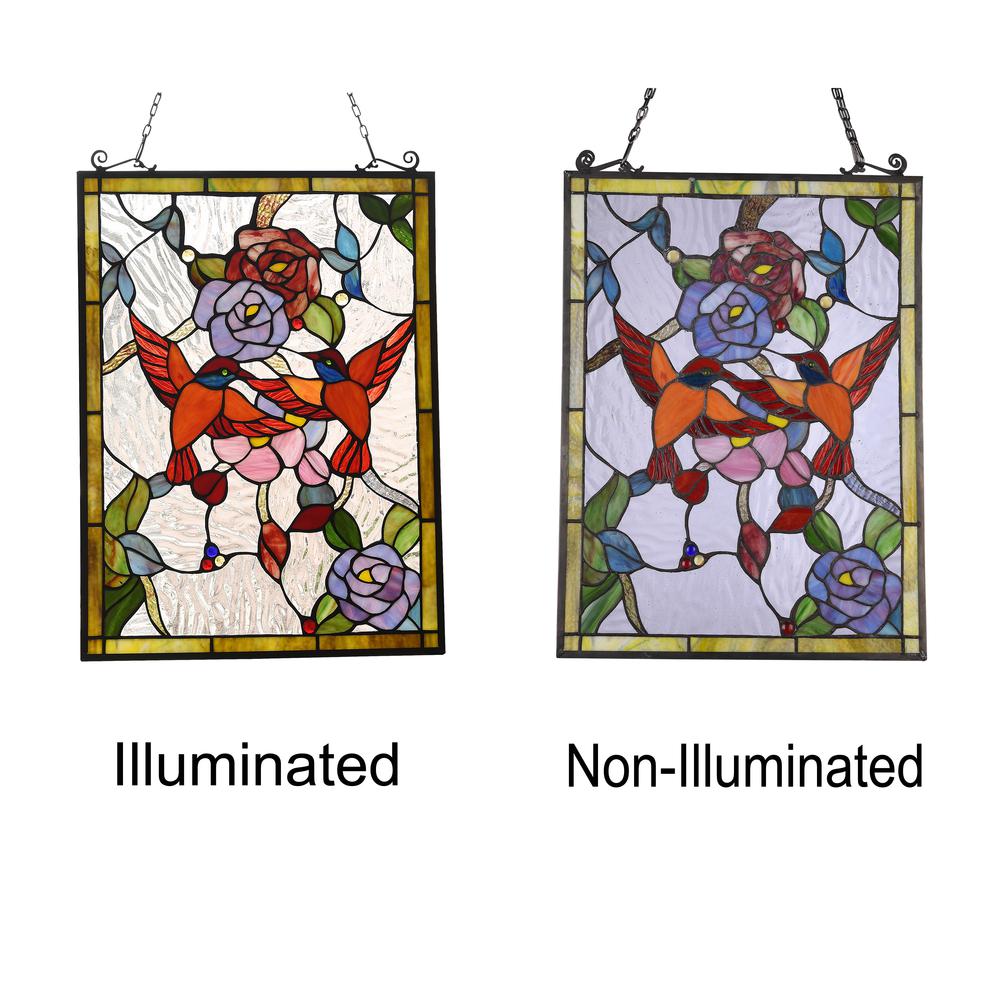 CHLOE Lighting SERENADE Tiffany-style Animal Design Window Panel 18" x 25". Picture 3