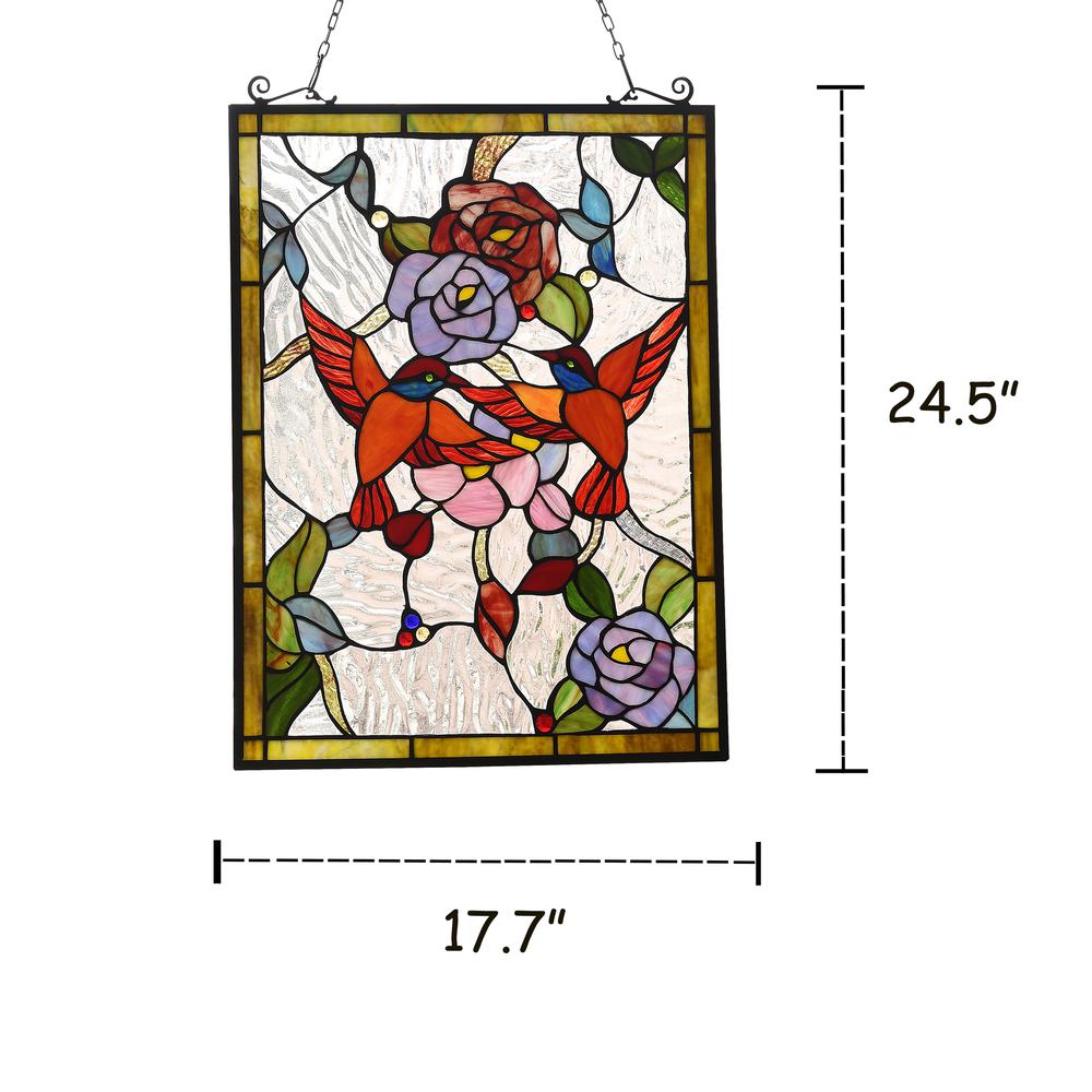 CHLOE Lighting SERENADE Tiffany-style Animal Design Window Panel 18" x 25". Picture 4