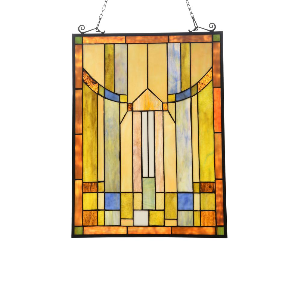 CHLOE Lighting KINSEY Tiffany-style Misssion Design Window Panel 18" x 25". Picture 1