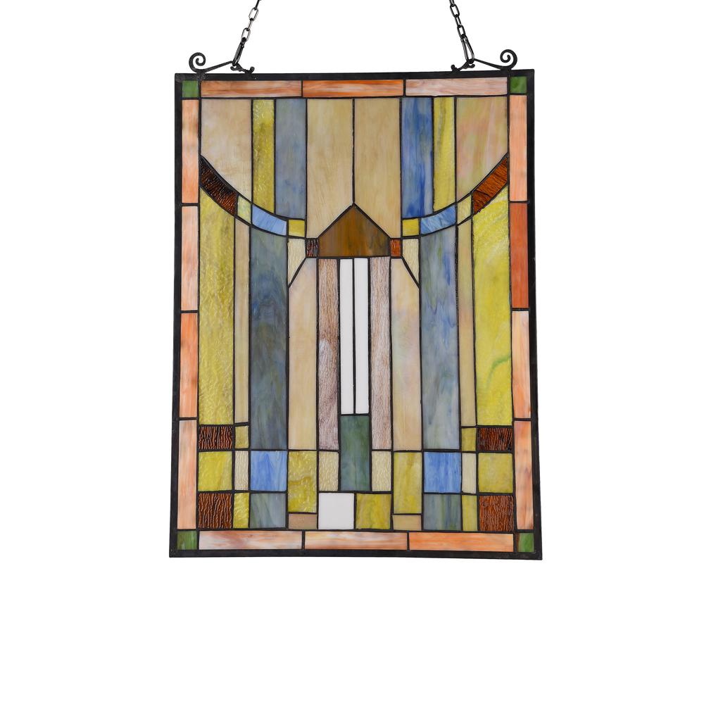 CHLOE Lighting KINSEY Tiffany-style Misssion Design Window Panel 18" x 25". Picture 2