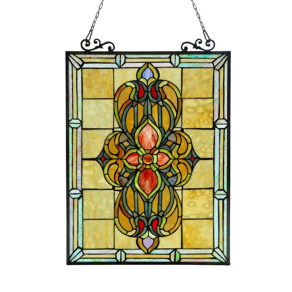 AVALON Tiffany-glass Victorian Window Panel 18x25. The main picture.