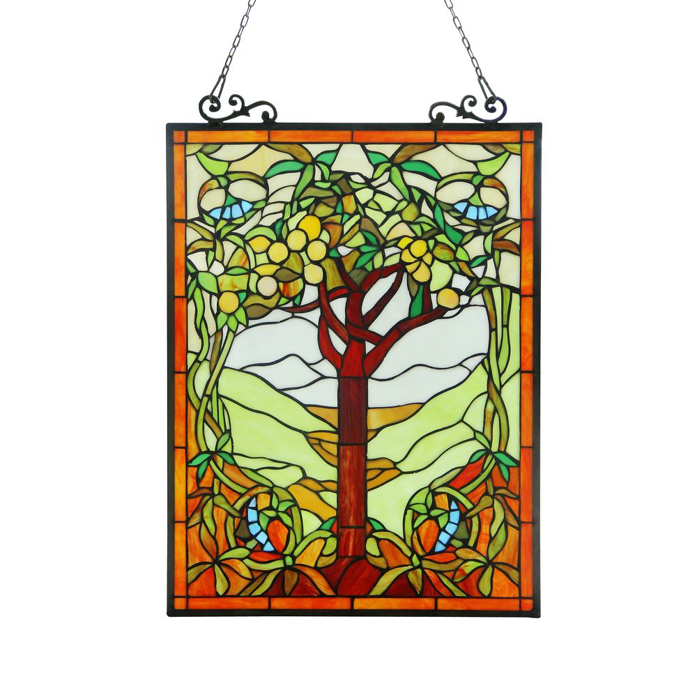 OLEA Tiffany-glass "Fruits of Life" Window Panel 18x25. Picture 1