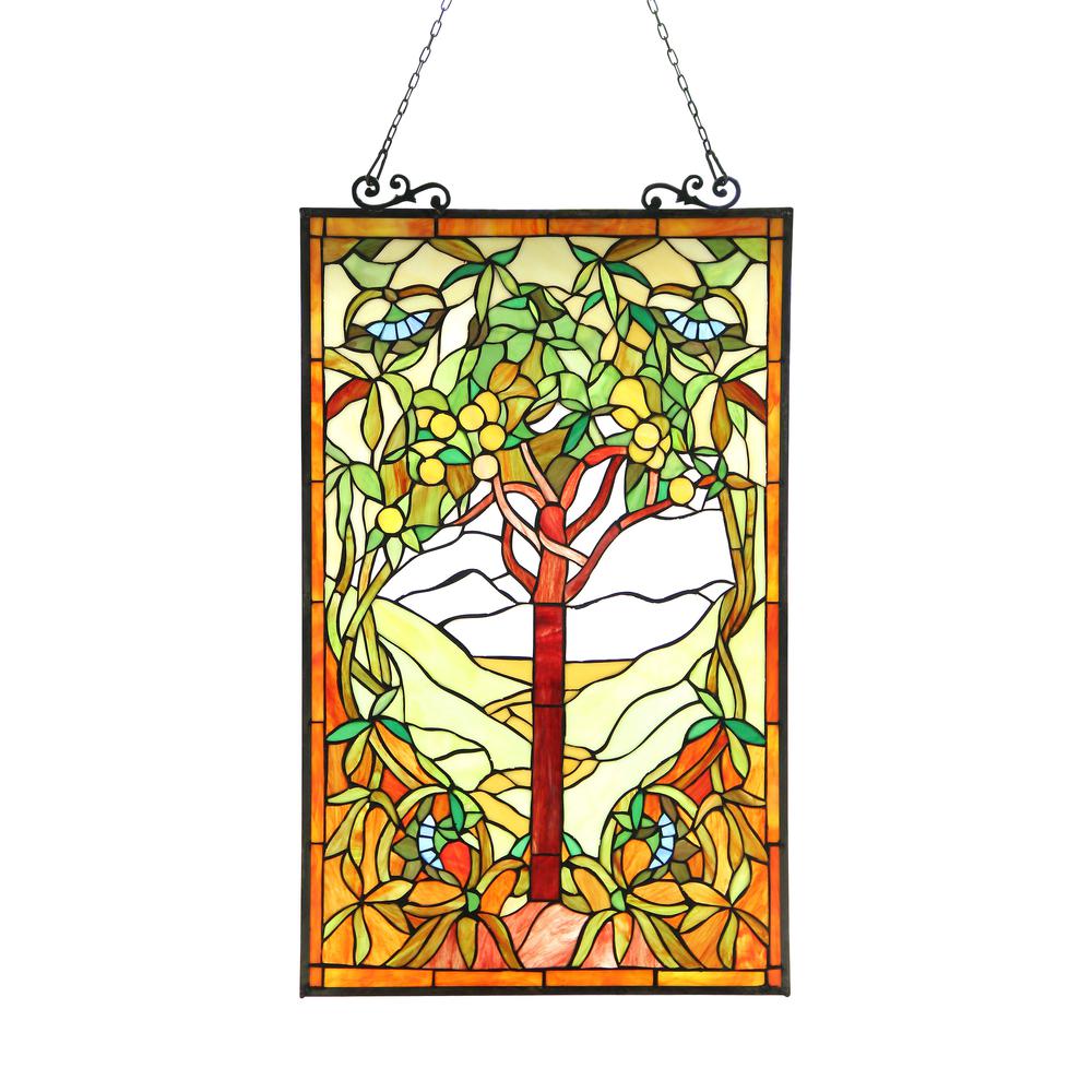 OLEA Tiffany-glass "Fruits of Life" Window Panel 20x32. Picture 1