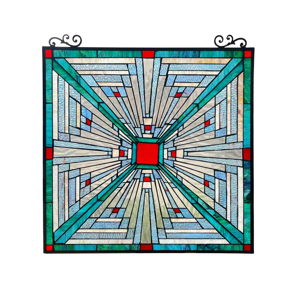 CHLOE Lighting INNES Mission Tiffany-style Stained Glass Window Panel 26" Tall. Picture 1