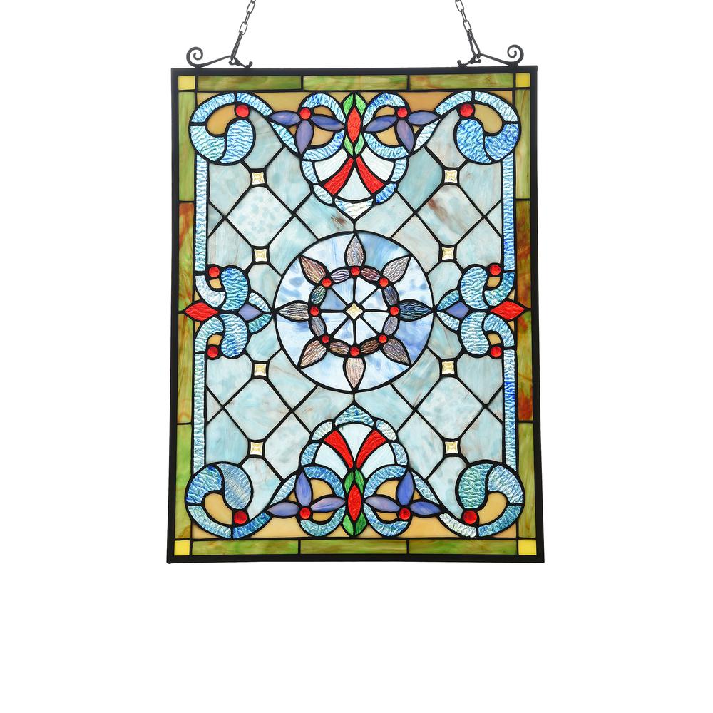 CHLOE Lighting ANELISA Tiffany-style Victorian Design Window Panel 18" x 25". Picture 1