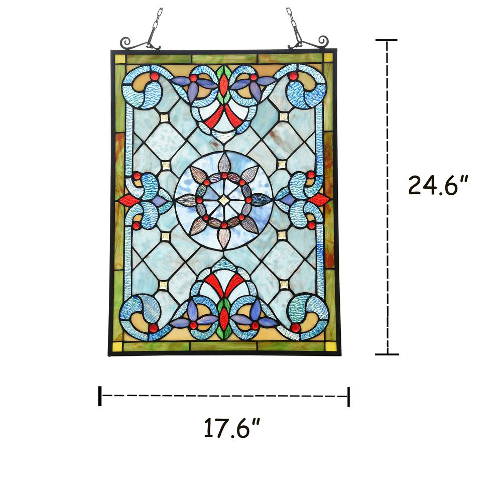 CHLOE Lighting ANELISA Tiffany-style Victorian Design Window Panel 18" x 25". Picture 4