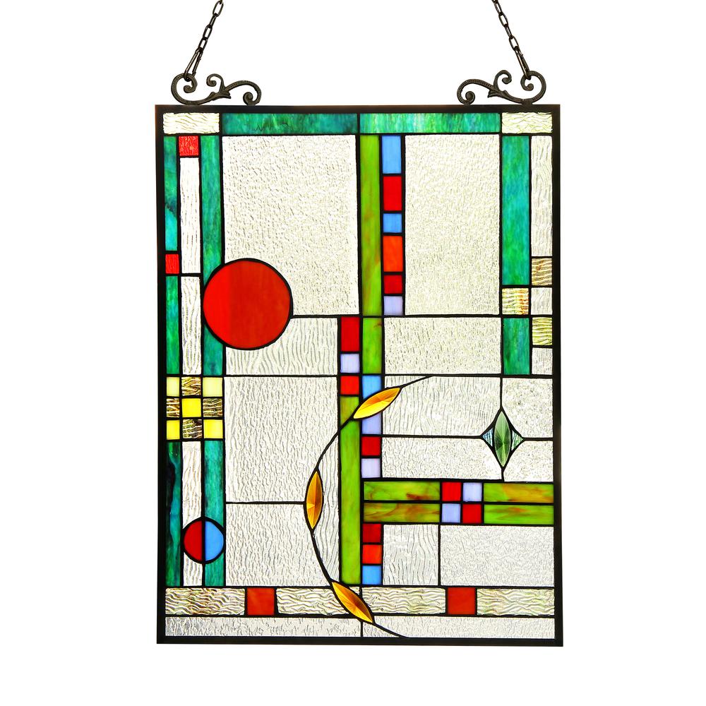MONDRIAAN Tiffany-glass Window Panel 17.5x25. Picture 1