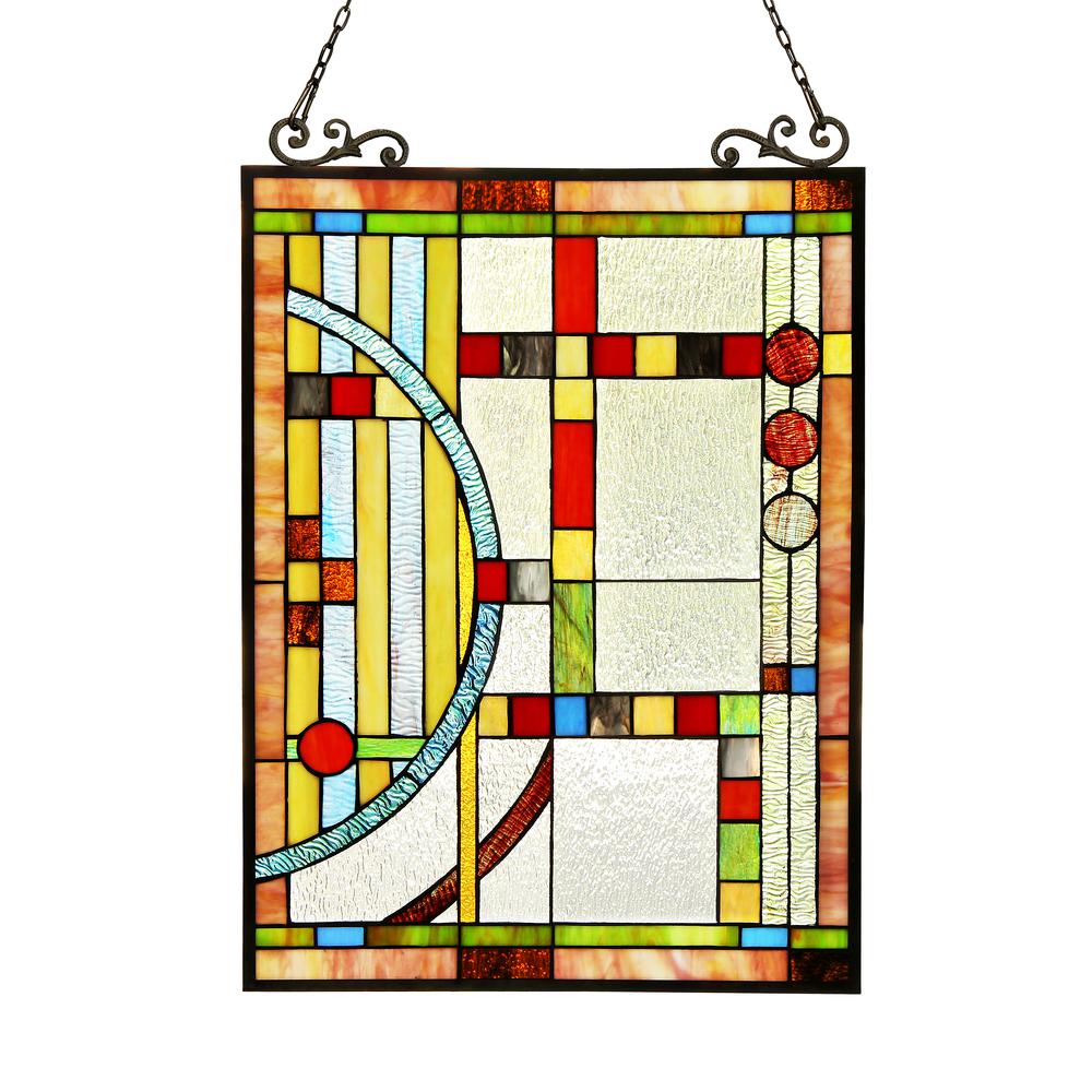 BRAQUE Tiffany-glass Window Panel 17.5x25. Picture 1
