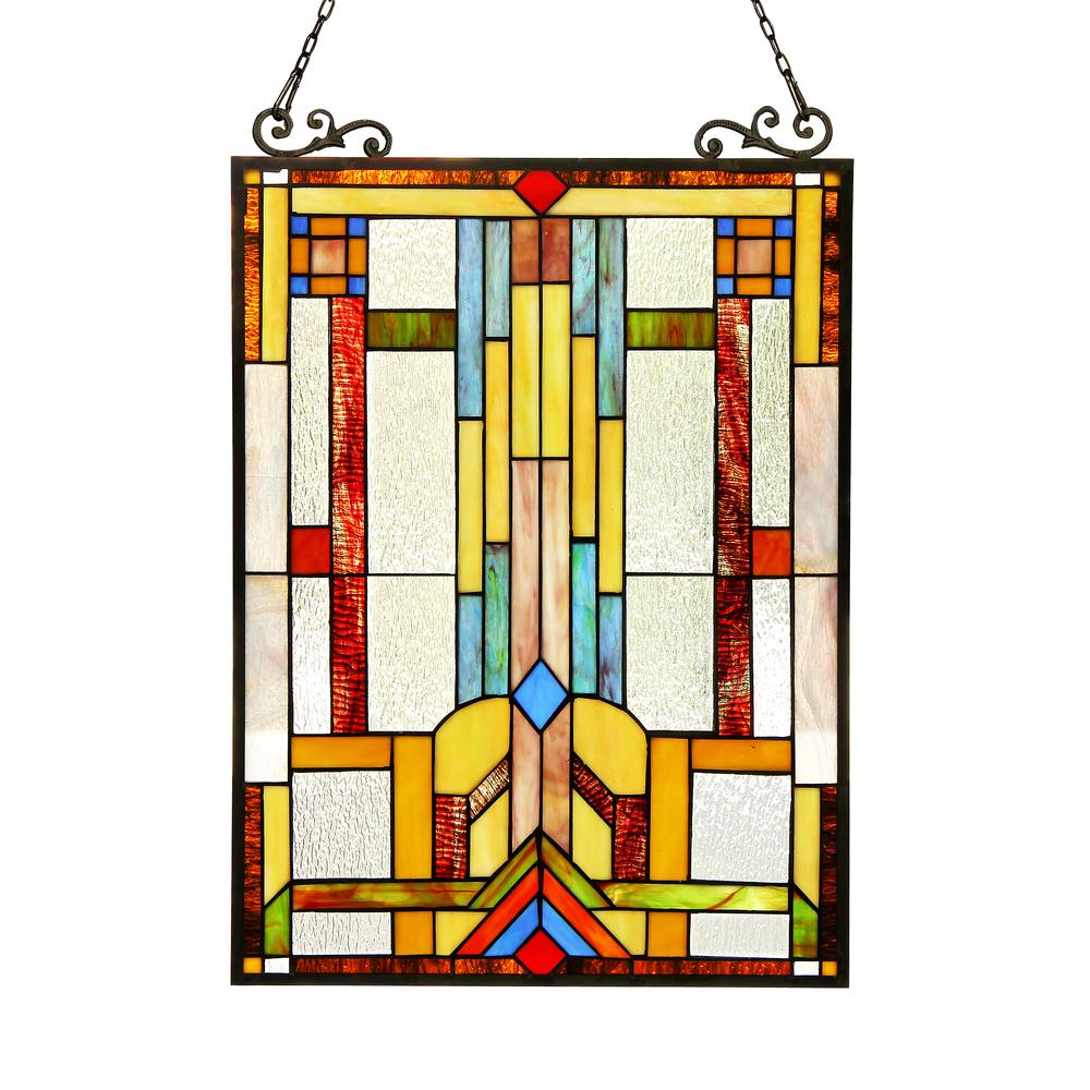HUSZAR Tiffany-glass Window Panel 17.5x25. Picture 1
