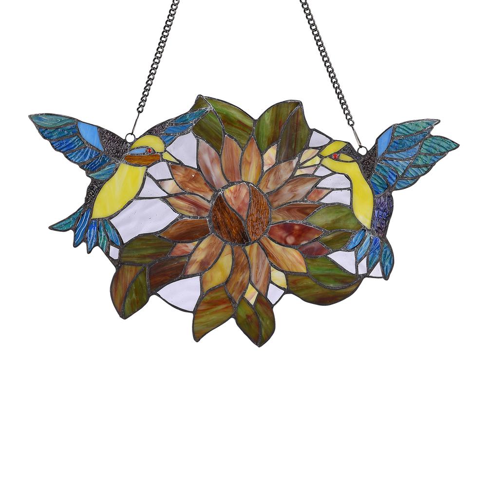 CHLOE Lighting SOAR Tiffany-style Animal  Design Window Panel 21" x 12". Picture 2