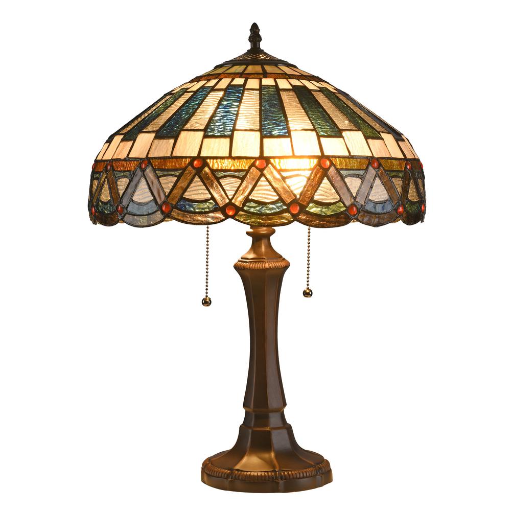 COURTLAND Tiffany-style 2 Light Mission Table Lamp 16" Shade. Picture 4