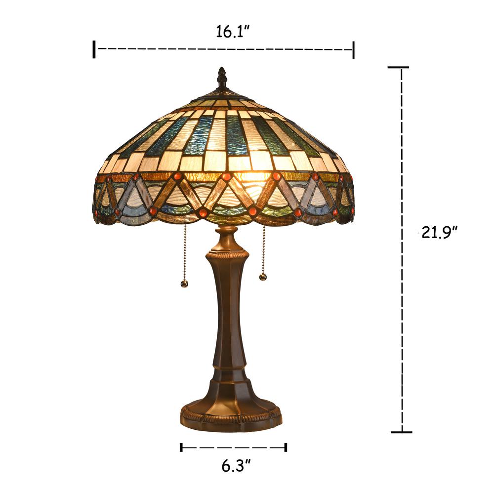 COURTLAND Tiffany-style 2 Light Mission Table Lamp 16" Shade. Picture 1