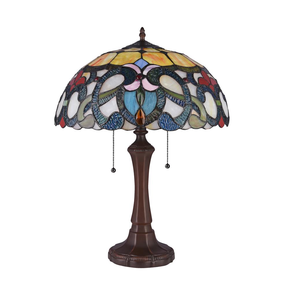 CHLOE Lighting AUGUST Tiffany-style Dark Bronze 2 Light Victorian Table Lamp 16" Shade. Picture 2