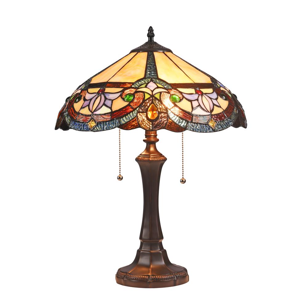 CAROLINE Victorian 2 Light Dark Bronze Table Lamp 16" Wide. Picture 5
