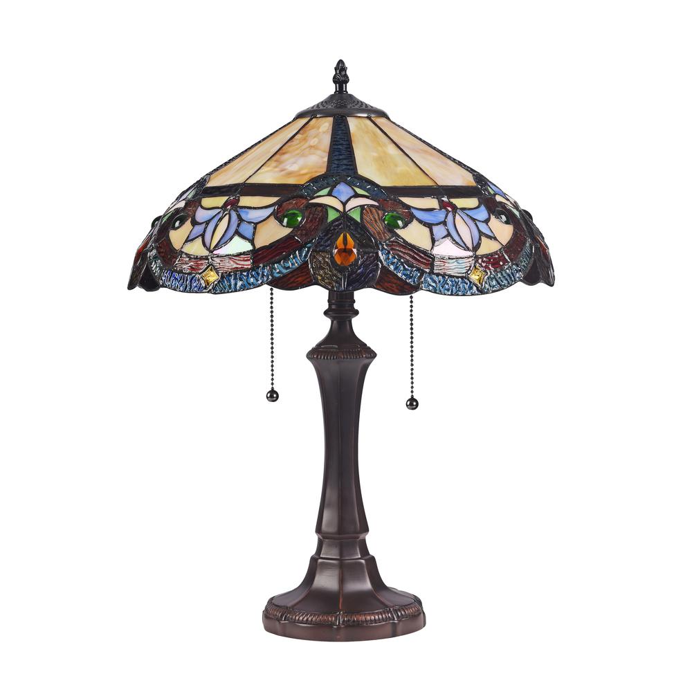 CAROLINE Victorian 2 Light Dark Bronze Table Lamp 16" Wide. Picture 4