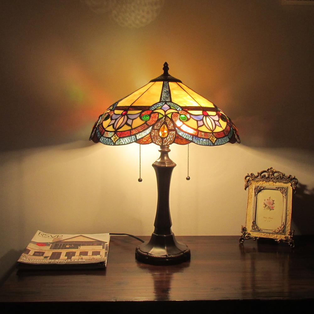 CAROLINE Victorian 2 Light Dark Bronze Table Lamp 16" Wide. Picture 3