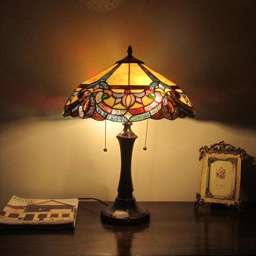 CAROLINE Victorian 2 Light Dark Bronze Table Lamp 16" Wide. Picture 2