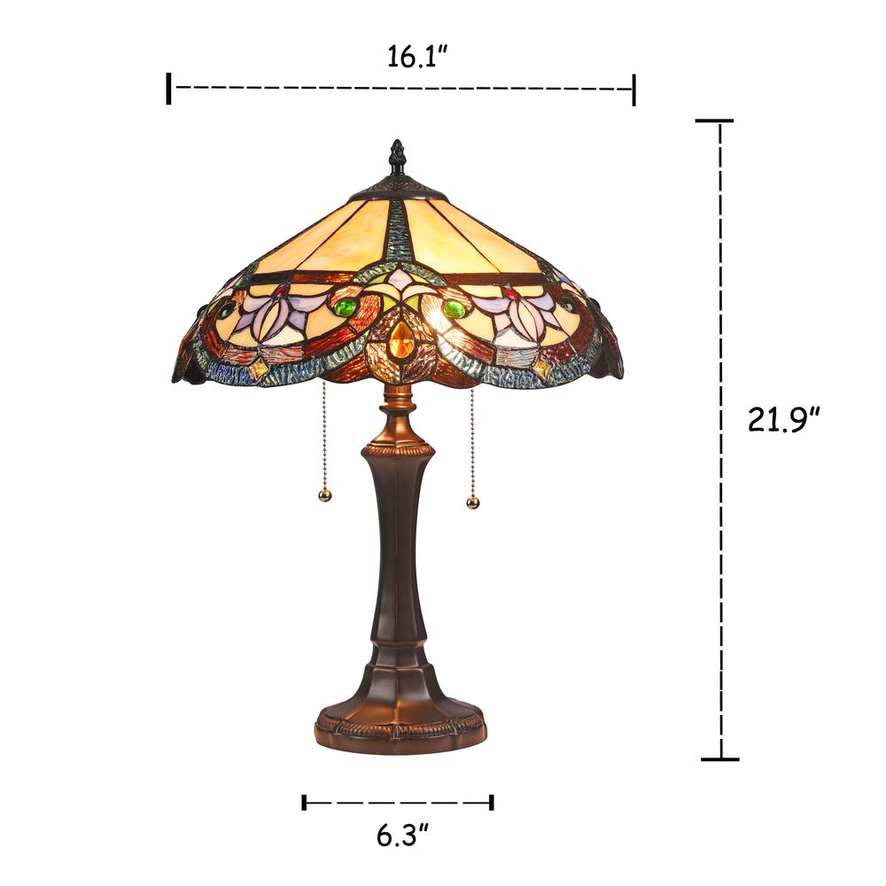 CAROLINE Victorian 2 Light Dark Bronze Table Lamp 16" Wide. Picture 1