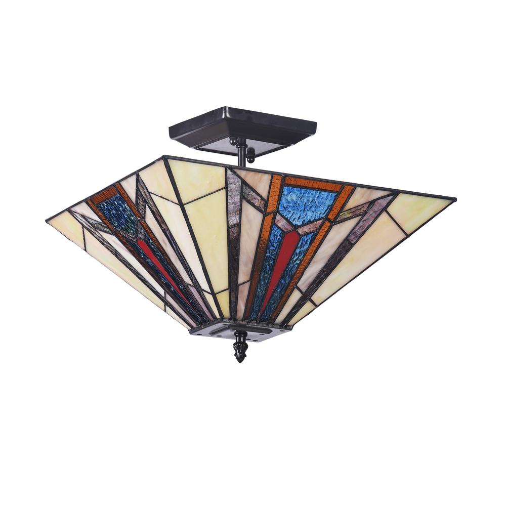MAXWELL Mission 2 Light Blackish Bronze Semi-flush Ceiling Fixture 14" Wide. Picture 2