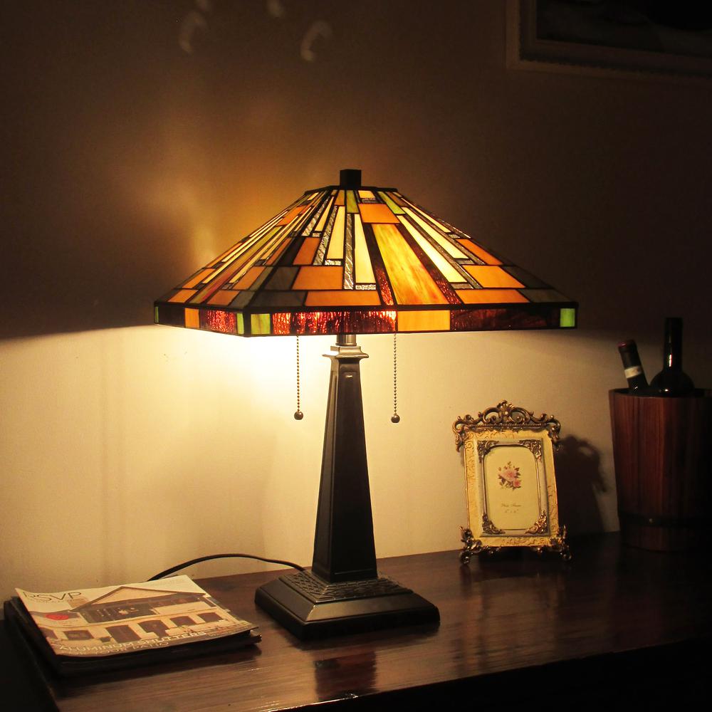 MERTON Mission 2 Light Blackish Bronze Table Lamp 16" Wide. Picture 2