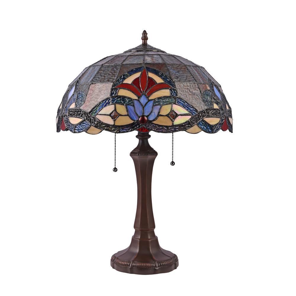 CHLOE Lighting ELLINGTON Tiffany-style Dark Bronze 2 Light Victorian Table Lamp 16" Shade. Picture 2