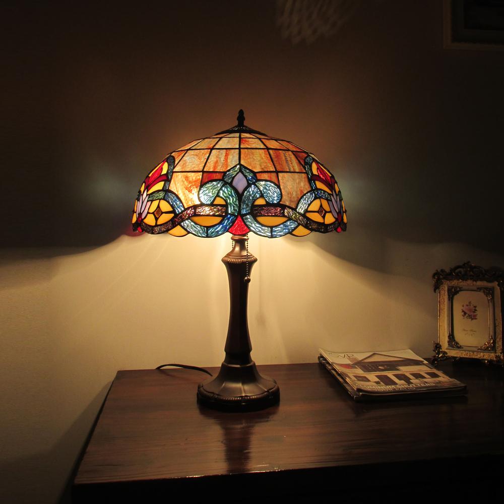 CHLOE Lighting ELLINGTON Tiffany-style Dark Bronze 2 Light Victorian Table Lamp 16" Shade. Picture 5