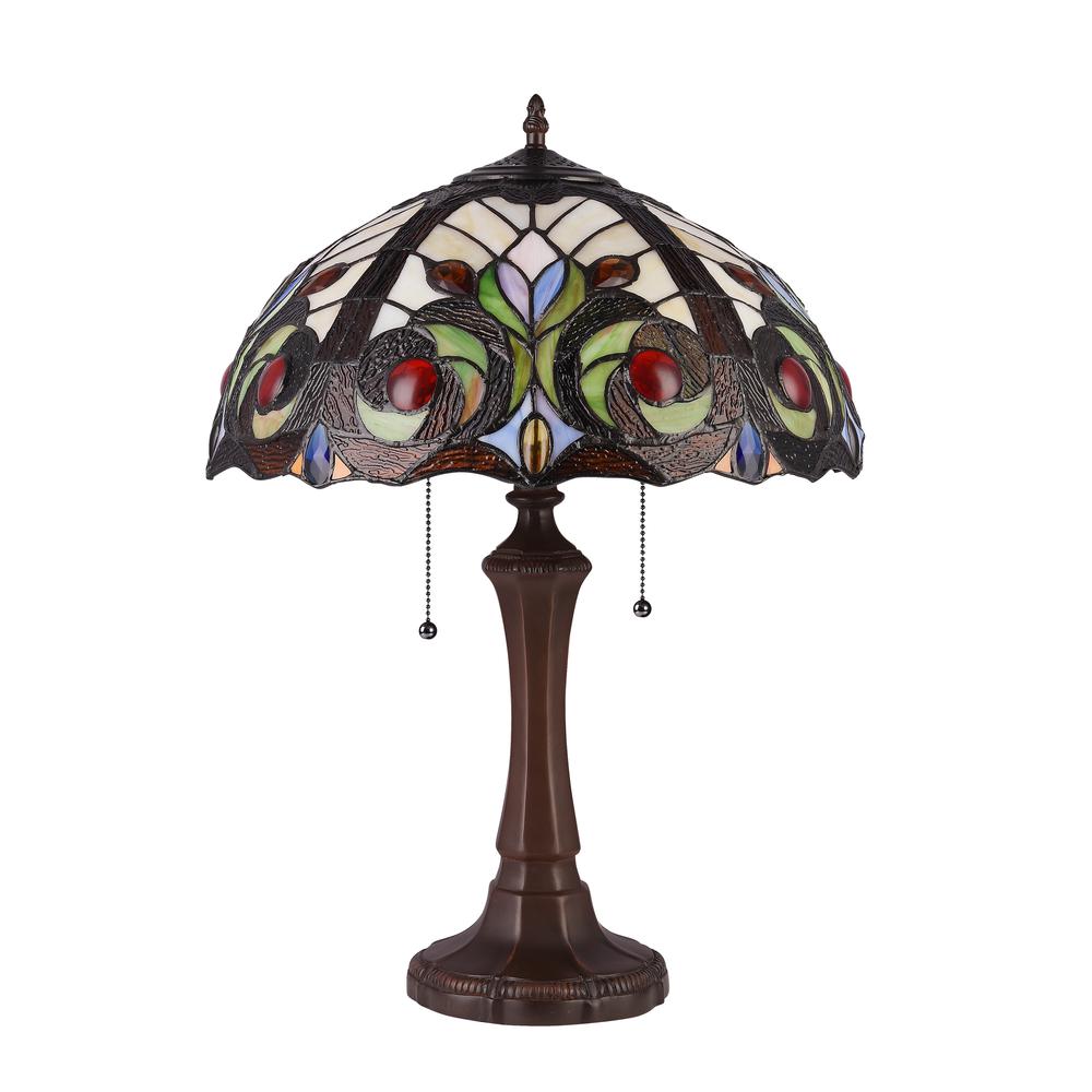 CHLOE Lighting LENNON Tiffany-style Dark Bronze 2 Light Victorian Table Lamp 16" Shade. Picture 2