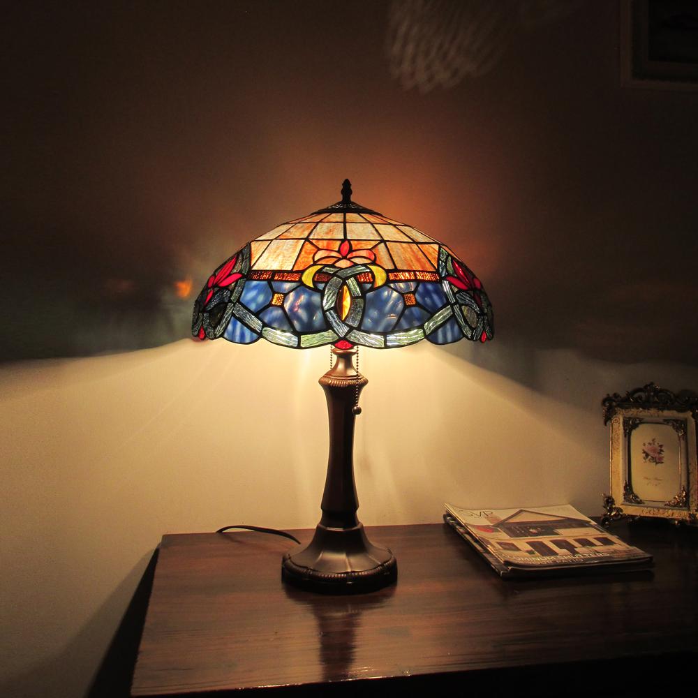 CHLOE Lighting CASPIAN Tiffany-style Dark Bronze 2 Light Victorian Table Lamp 16" Shade. Picture 5
