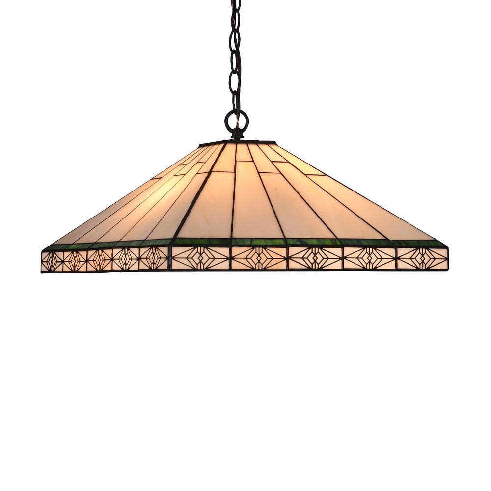 THEROS Tiffany-style 2 Light Mission Hanging Pendant Fixture 18" Shade. Picture 4