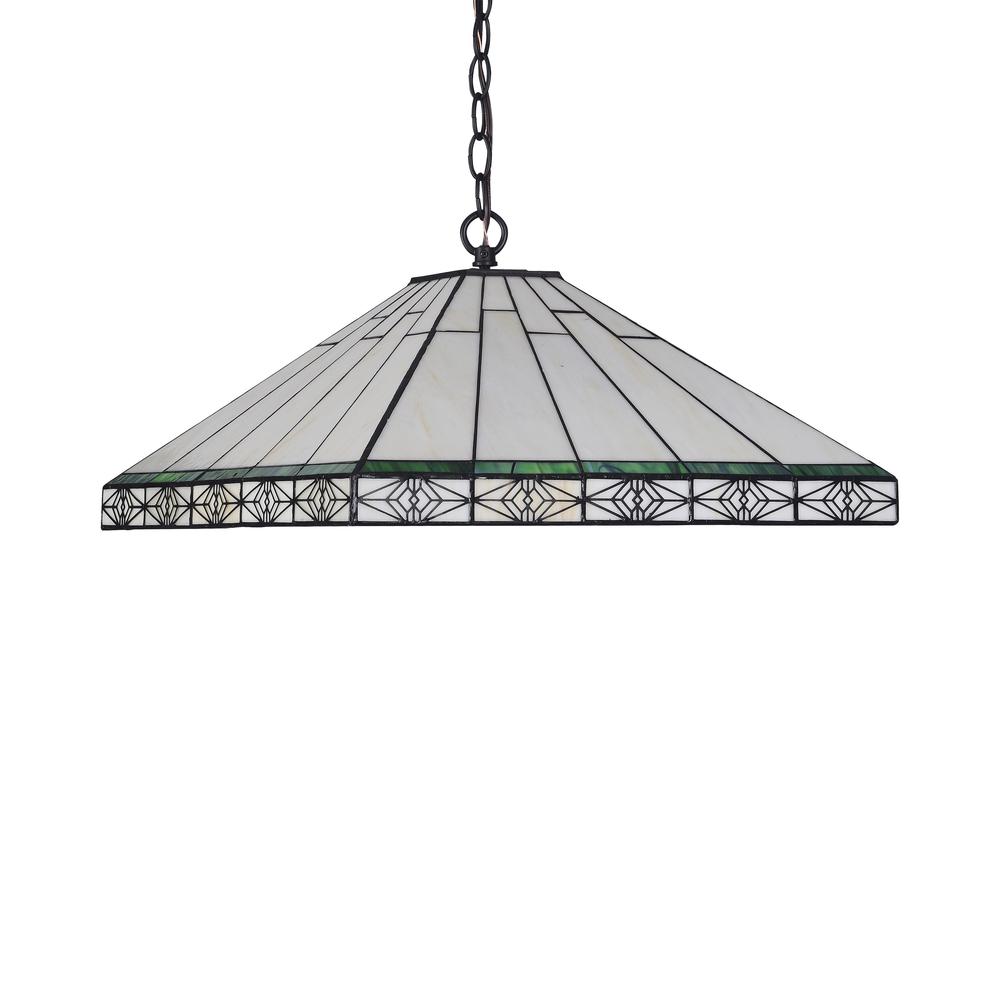 THEROS Tiffany-style 2 Light Mission Hanging Pendant Fixture 18" Shade. Picture 3