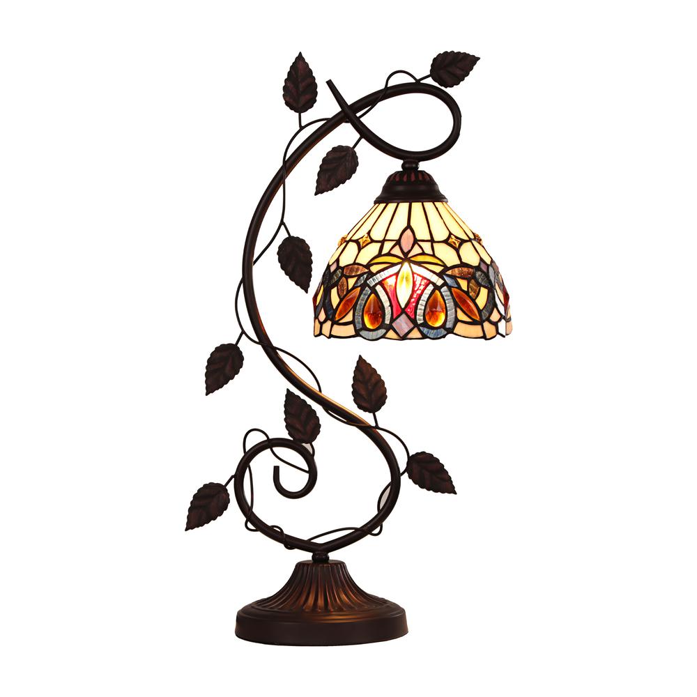 CHLOE Lighting SERENITY Victorian Tiffany-style Dark Bronze 1 Light Table Lamp 8" Wide. Picture 1