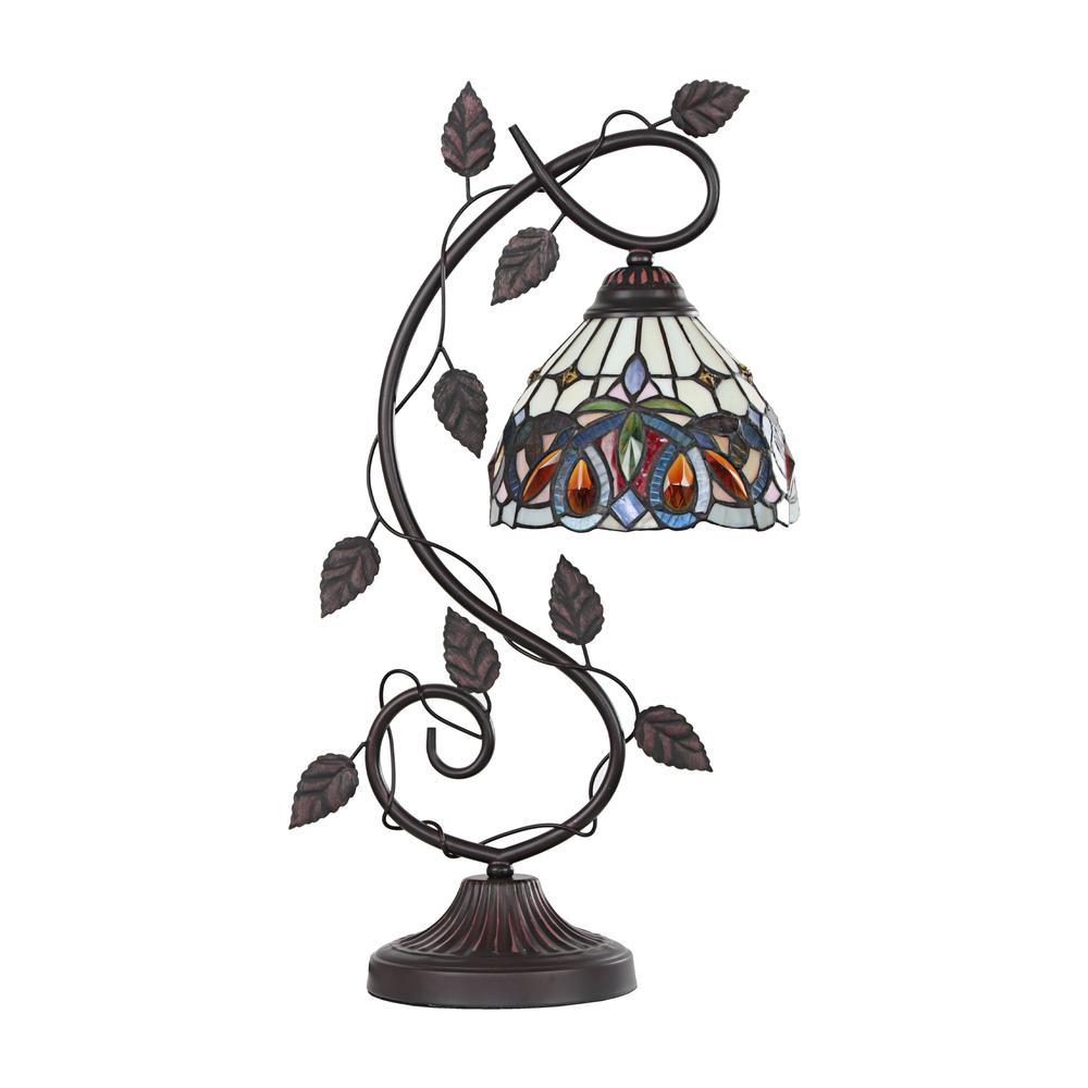 CHLOE Lighting SERENITY Victorian Tiffany-style Dark Bronze 1 Light Table Lamp 8" Wide. Picture 2