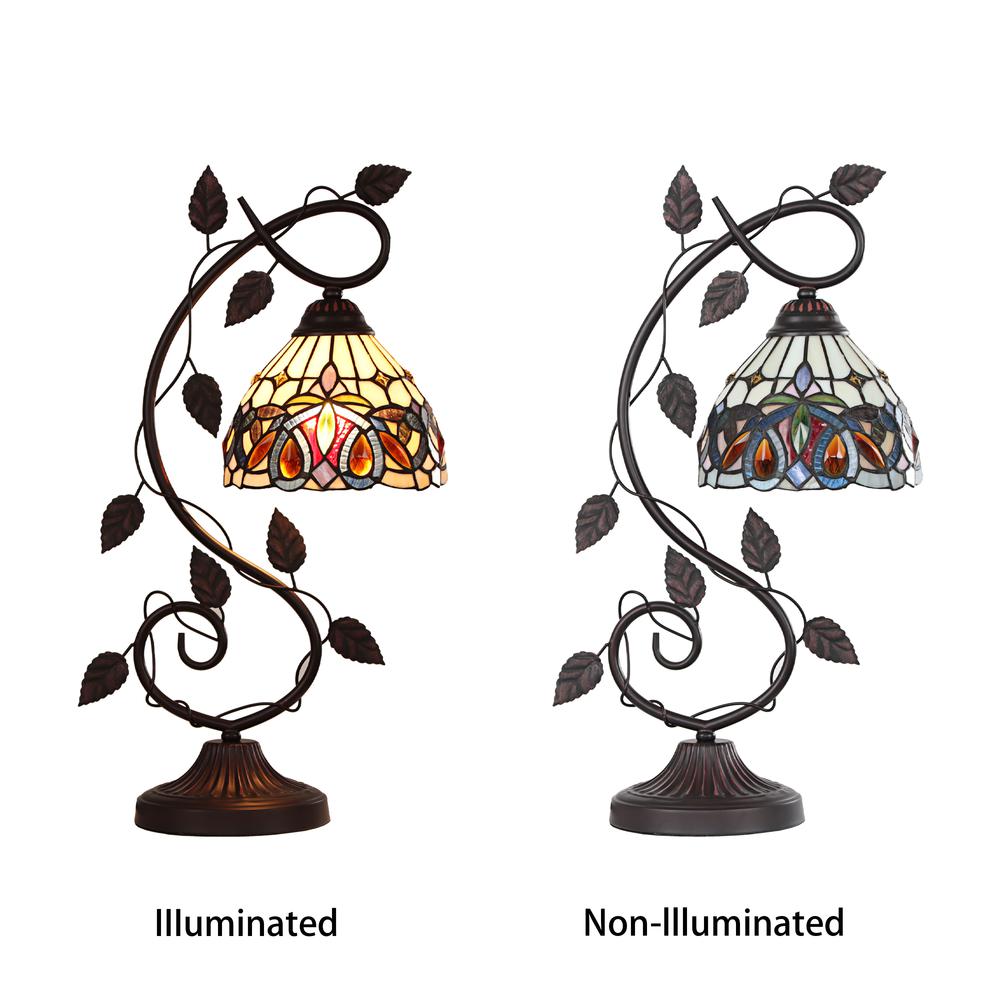 CHLOE Lighting SERENITY Victorian Tiffany-style Dark Bronze 1 Light Table Lamp 8" Wide. Picture 4