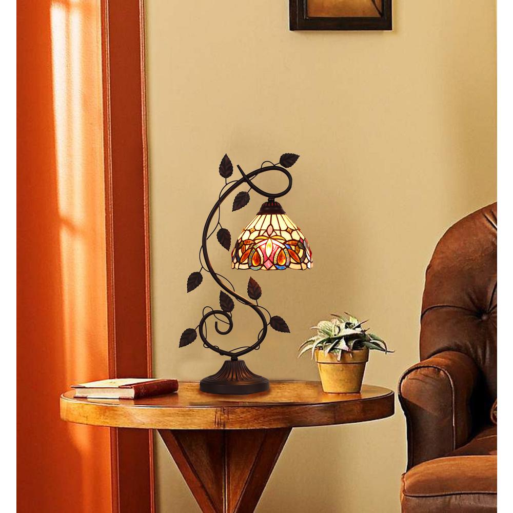 CHLOE Lighting SERENITY Victorian Tiffany-style Dark Bronze 1 Light Table Lamp 8" Wide. Picture 5