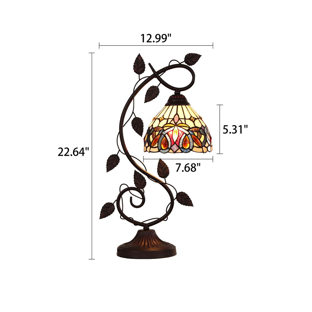 CHLOE Lighting SERENITY Victorian Tiffany-style Dark Bronze 1 Light Table Lamp 8" Wide. Picture 6