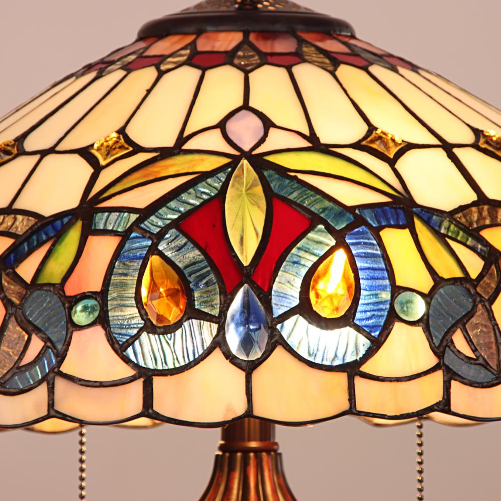 CHLOE Lighting SERENITY Victorian Tiffany-style Dark Bronze 2 Light Table Lamp 16" Wide. Picture 3