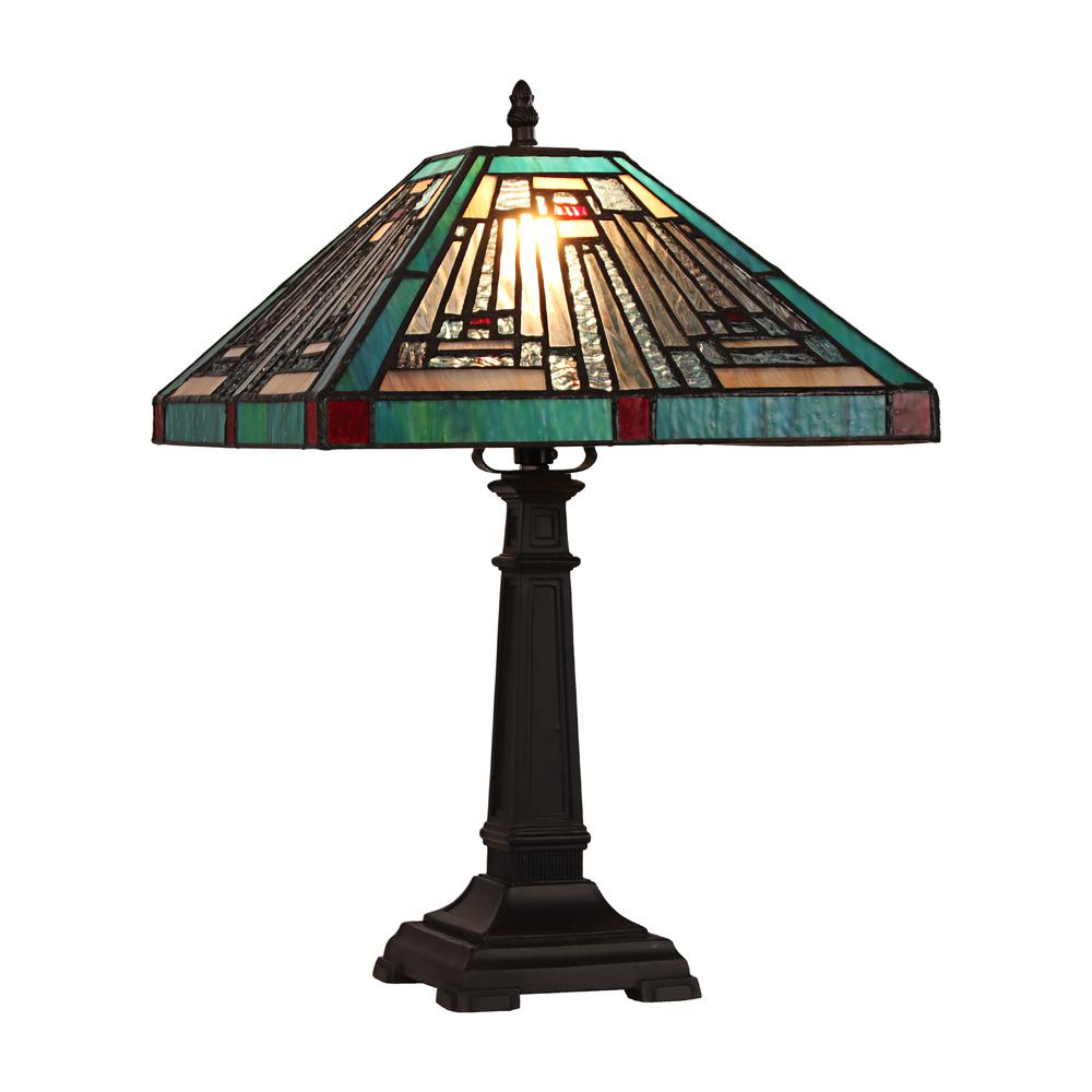CHLOE Lighting INNES Mission Tiffany-style Blackish Bronze 1 Light Table Lamp 12" Wide. Picture 1
