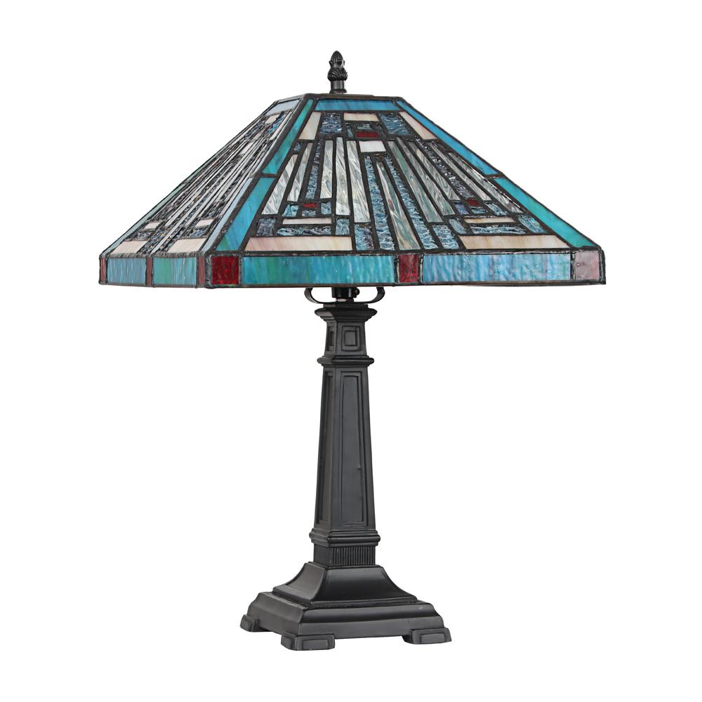 CHLOE Lighting INNES Mission Tiffany-style Blackish Bronze 1 Light Table Lamp 12" Wide. Picture 2