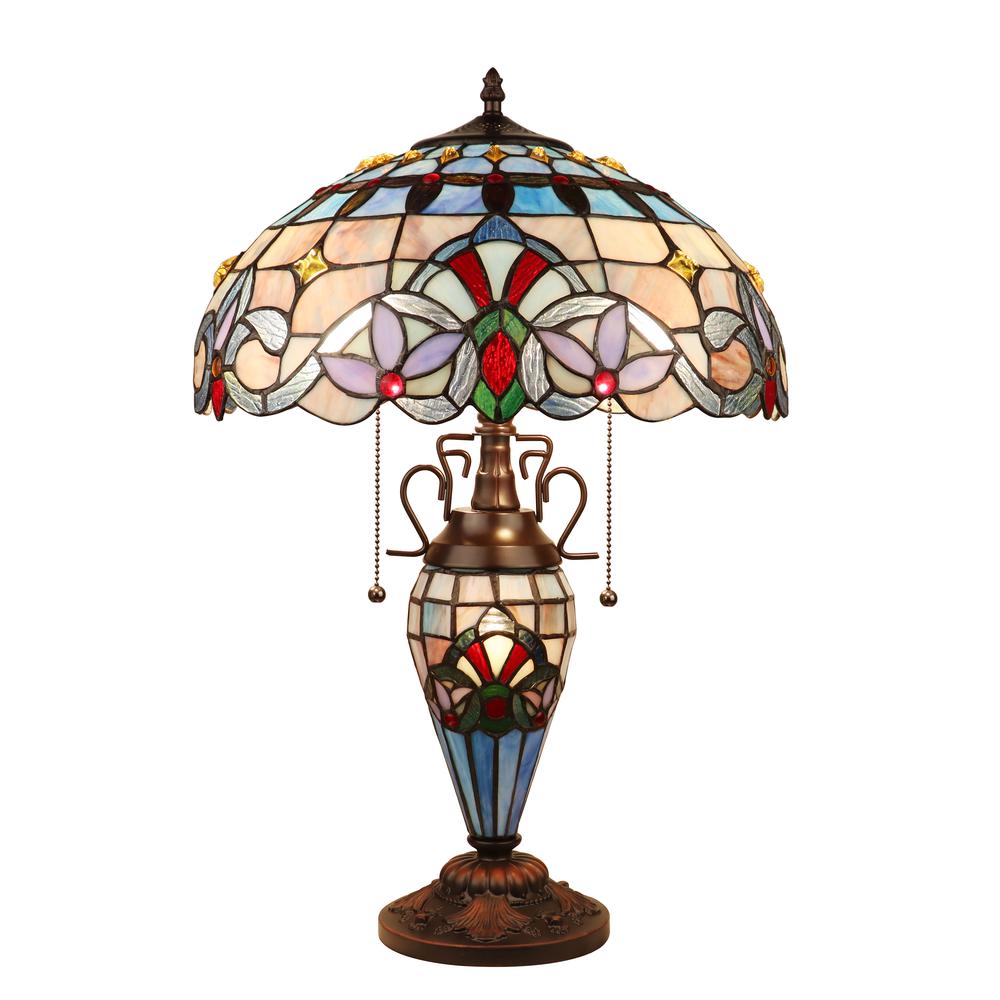 CHLOE Lighting GRENVILLE Victorian-Style Dark Bronze 3 Light Double Lit Table Lamp 16" Wide. Picture 1