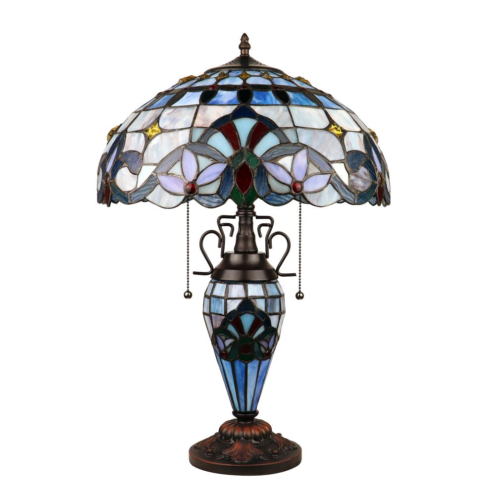 CHLOE Lighting GRENVILLE Victorian-Style Dark Bronze 3 Light Double Lit Table Lamp 16" Wide. Picture 2